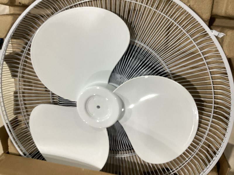 Condition photo showing New/Like New for black+decker 18-inch stand fan with pedestal base, height adjustable pedestal fan with remote and touch control panel, free standing fan with 90-degree oscillating and 3-speed settings, white