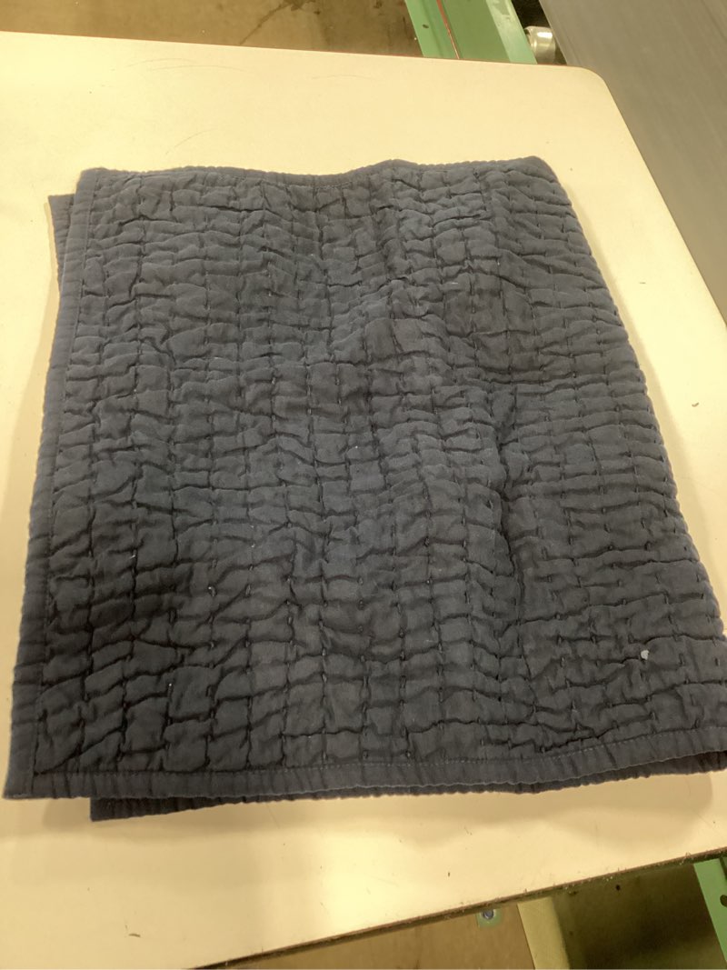 Condition photo showing Good Condition for european linen cotton stitch quilted euro sham, euro, navy