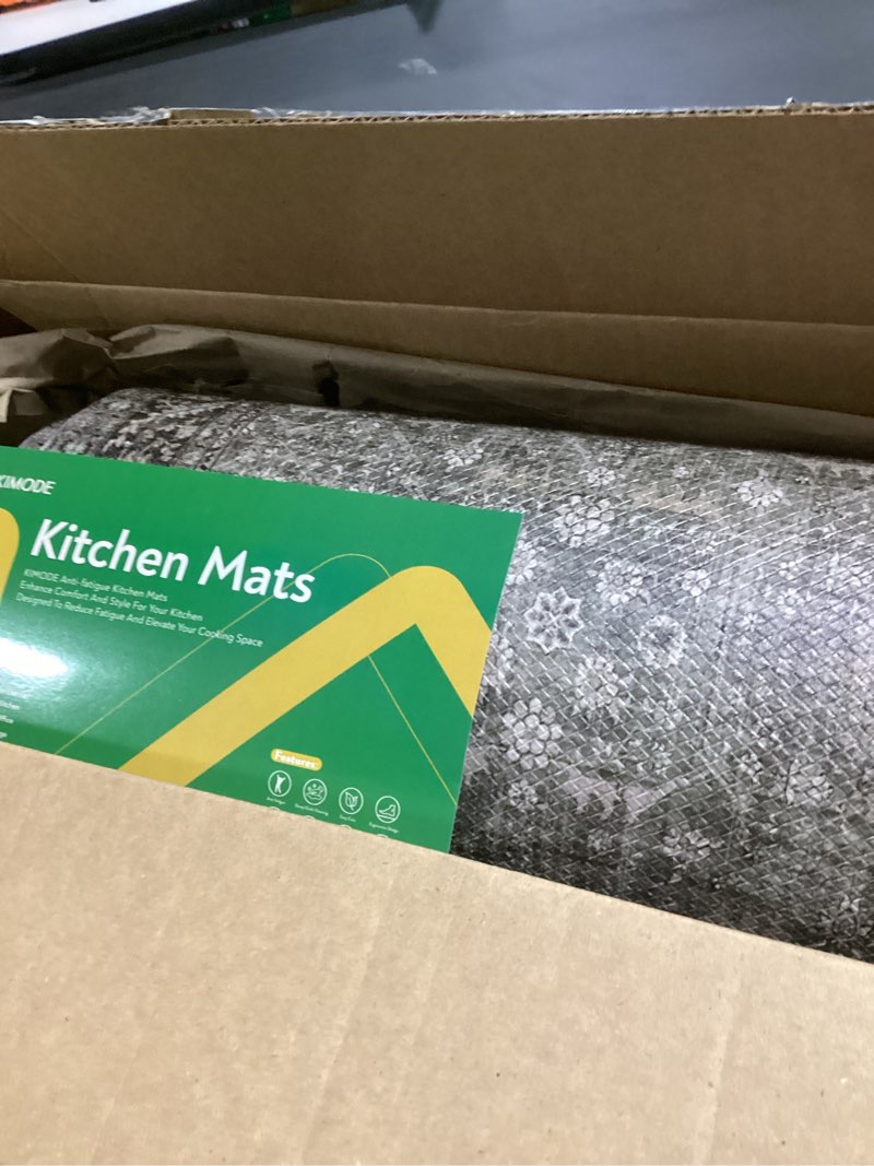 Condition photo showing Good Condition for kimode anti fatigue kitchen mats for floor, 20"x71" boho oriental kitchen rug, non slip waterproof kitchen floor mats, memory foam kitchen mat for sink laundry office desk green/grey 71"l x 20"w x 0.5"th green/grey