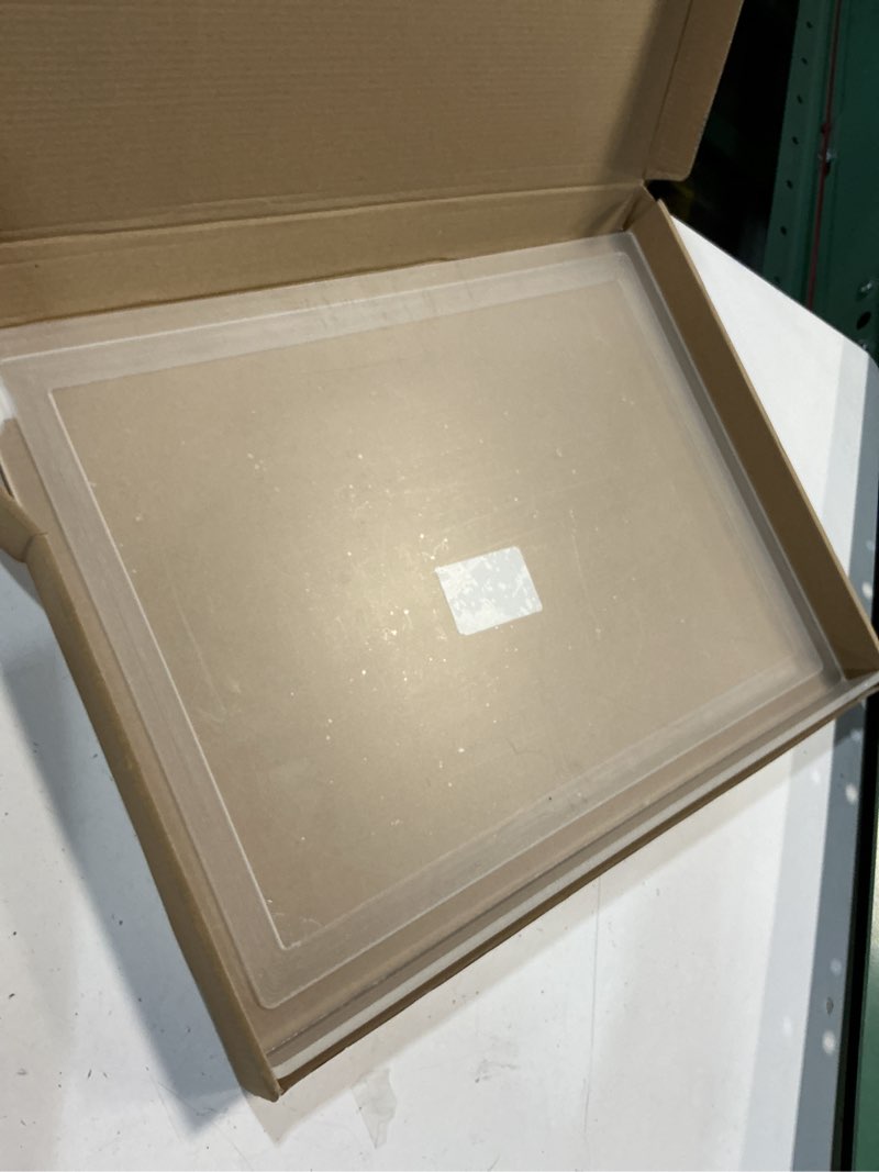 Condition photo showing As Is for acrylic cutting board with counter lip,17x13 inch clear chopping board, non-slip ease to clean anti-scratch kitchen cutting boards with lip for countertop,ideal for food-fruits,bread,vegetables prep 17.7"l x 13.7"w