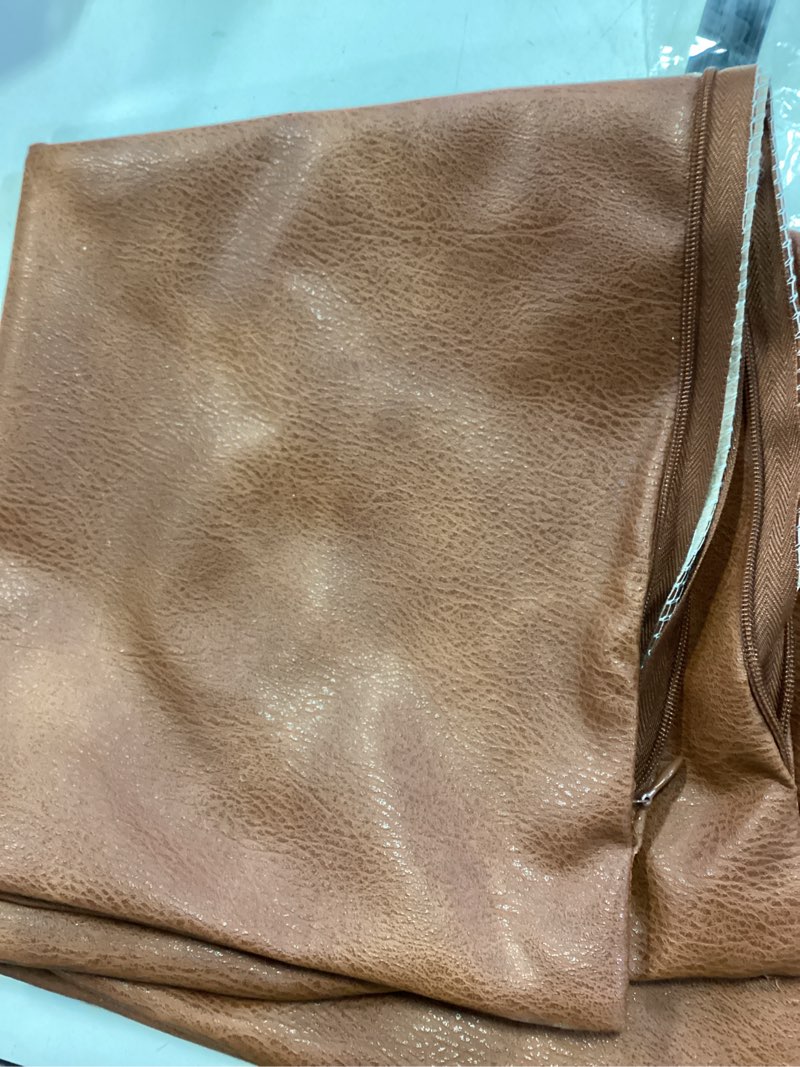 Condition photo showing Good Condition for Faux Leather Throw Pillow Covers 18X18 Inch Set of 2 Brown Outdoor Modern Farmhouse Solid Decorative Pillow Covers for Room Couch Living Bedroom Bed Sofa Brown 18" x 18" (Pack of 2)