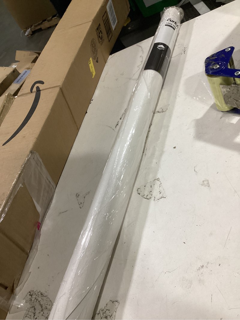 Condition photo showing Good Condition for pure white plastic table cover protector, 42" round waterproof easy flat pvc desk pad mat, 1.5mm thick vinyl table top protector for dining room table, office, dresser 42" x 42" white