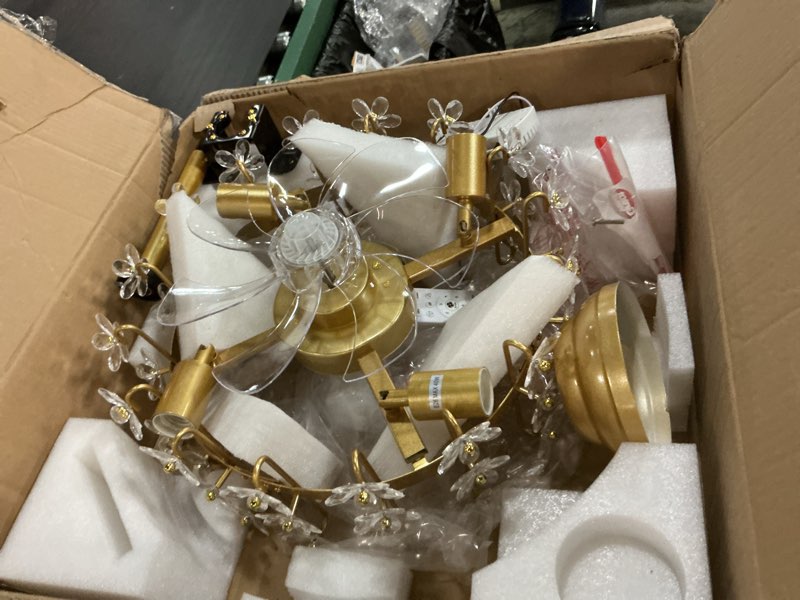 Condition photo showing Good Condition for Modern Gold Crystal Fandelier Ceiling Fans with Lights and Remote,Chandelier Fan for Girl's Bedroom,Living Room Golden