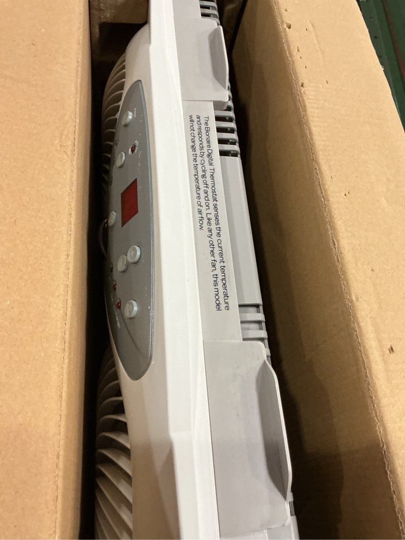 Condition photo showing Good Condition for Bionaire Window Fan with Reversible Airflow Blades – 3-Speed Settings, Programmable Thermostat, LED Display, Remote Control, Fits 24–36" Windows, No Assembly Required White 2 Blades Electronic control with LCD screen Window Fan