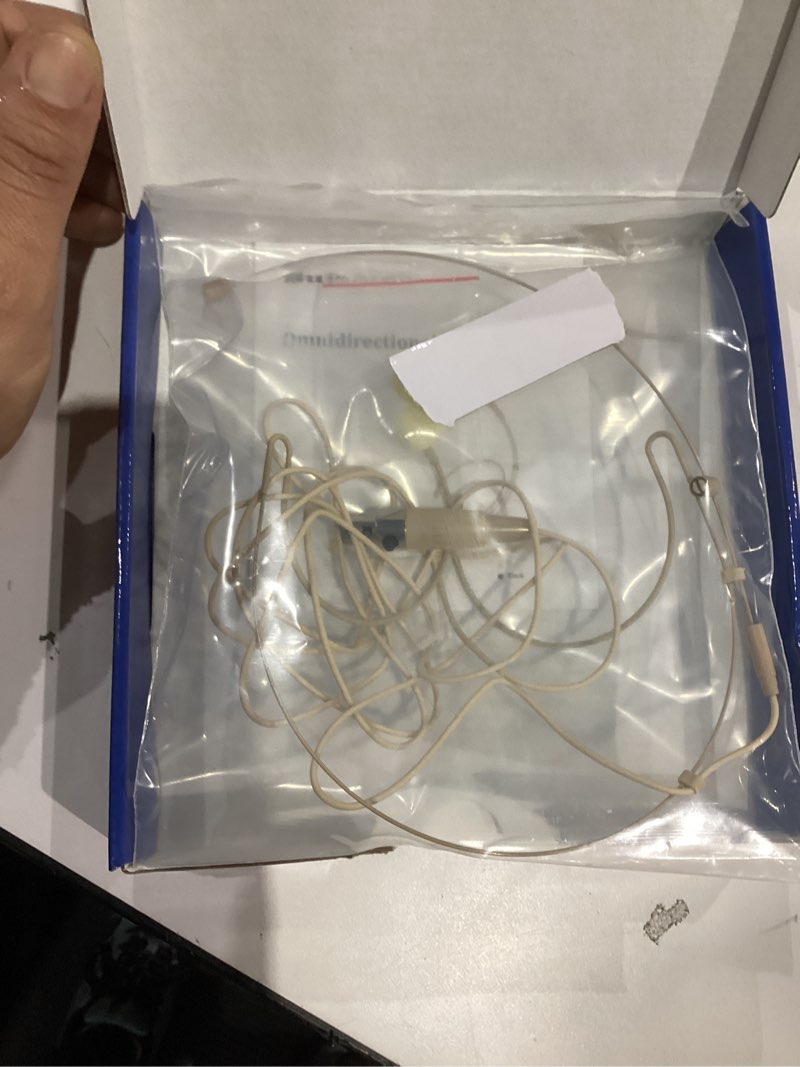 Condition photo showing Good Condition for microphone headset discreet headworn earset over ear hanging mic compatible with shure wireless system bodypack transmitter, ideal for lectures, live performance, theater, podcasts – beige