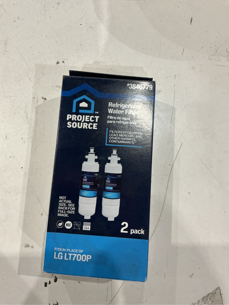 Condition photo showing As Is for project source twist-in refrigerator water filter l-3-2 fits lg lt700p 2-pack