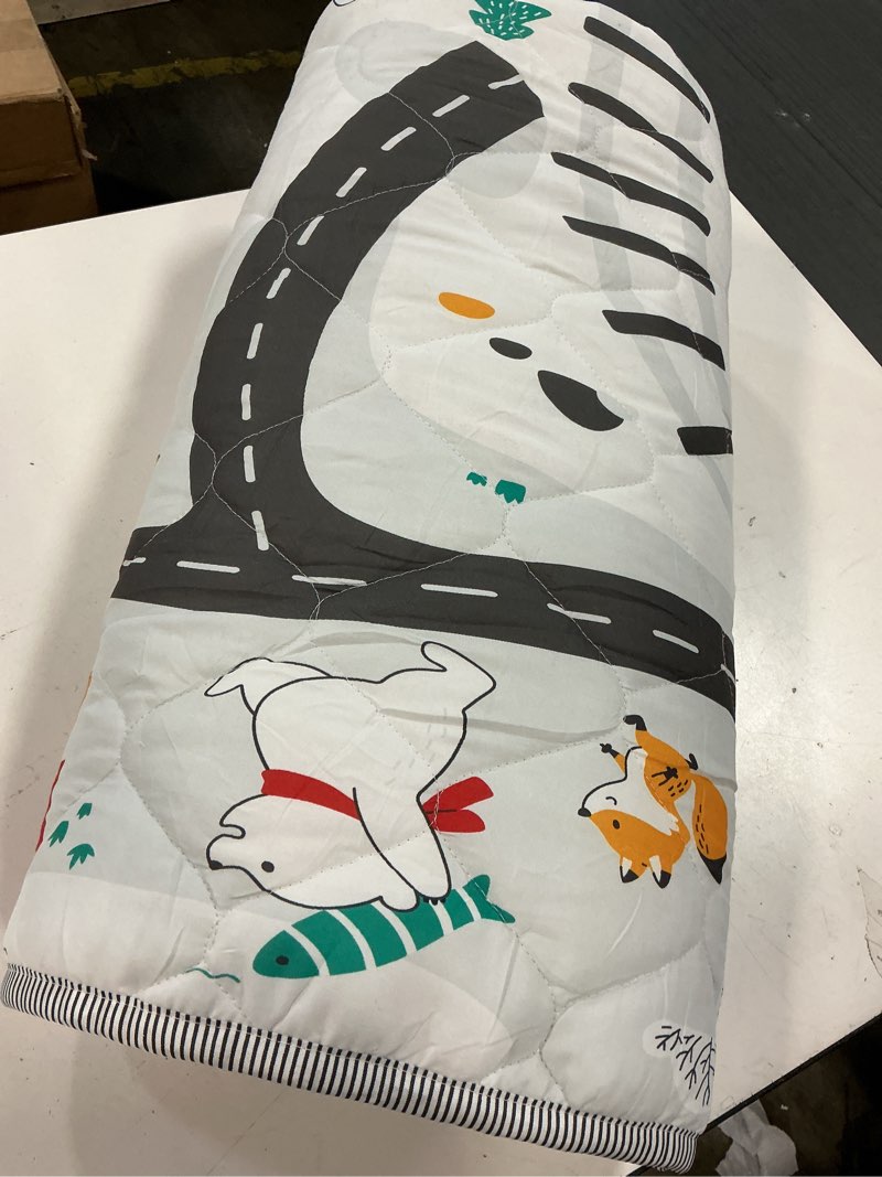 Condition photo showing Good Condition for Palopalo 74x50in Foam Baby Play Mat for Floor, Thick Cushioning Padding Playmat for Playpen, Soft and Non-Slip Baby Crawling Blanket for Babies, Toddlers and Infants, Machine Washable for Easy Care Colorful-train Tracks 74x50in