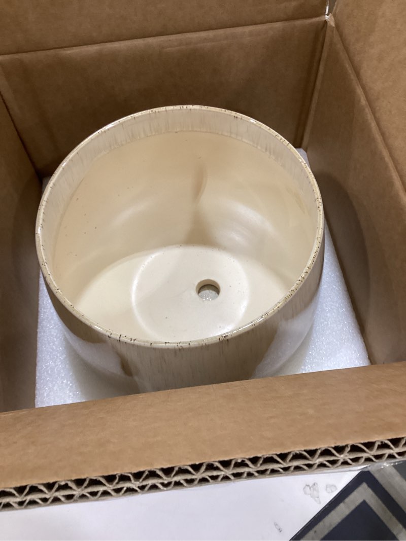 Condition photo showing Good Condition for LE TAUCI Ceramic Planter, 10 Inch Plant Pot with Drainage Hole & Saucer – Durable Indoor Planter for Modern Home Decor, Reactive Glaze Beige Reactive Glaze Beige 10 Inch