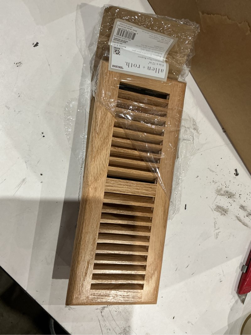 Condition photo showing Good Condition for allen + roth 4-in x 12-in 2-way red oak light oak floor register