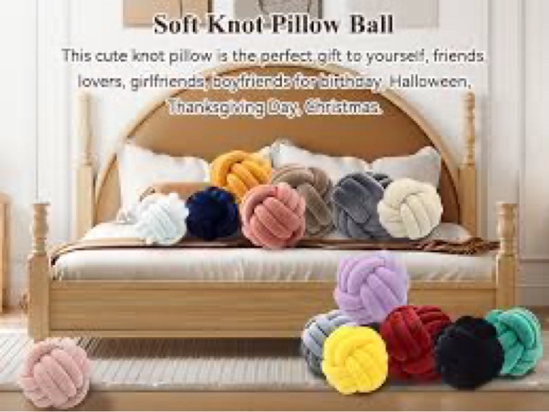 uvvyui knot pillow ball, soft home decorative pillows, round throw pillow, handmade knotted plush pi