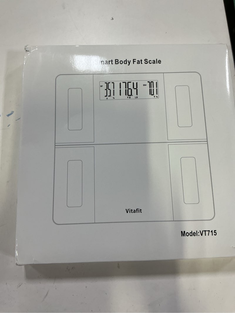 Condition photo showing New/Like New for Vitafit 550lb Smart Bathroom Scale for Body Weight, High Precision in 0.1lb Assured by Weight Scale Professional Factory Since 2001, App Sync 13 Body Composition with BMI and Body Fat, Black Smart Scale