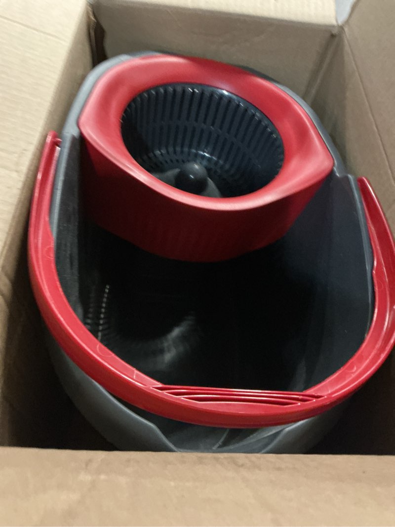 Condition photo showing As Is for O-Cedar EasyWring Microfiber Spin Mop, Bucket Floor Cleaning System, Red, Gray, Standard Easywring Spin Mop & Bucket