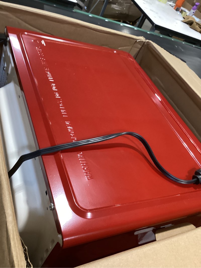 Condition photo showing Good Condition for galanz glcmkz11rdr10 retro countertop microwave oven with auto cook & reheat, defrost, quick start functions, easy clean with glass turntable, pull handle, 1.1 cu ft, red red 1.1 cu ft modern microwave oven