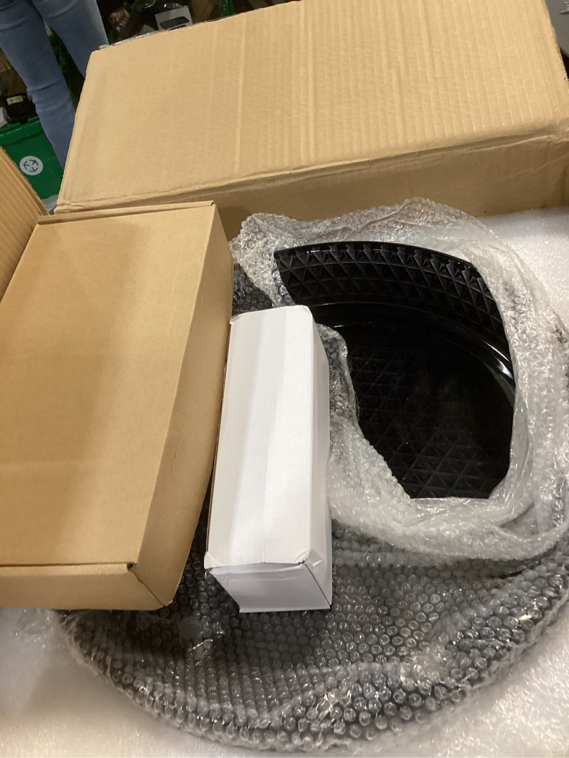 Condition photo showing Good Condition for Diamond Shape Bathroom Crystal Glass Vessel Sink with Black Faucet and Pop-up Drain, Grey