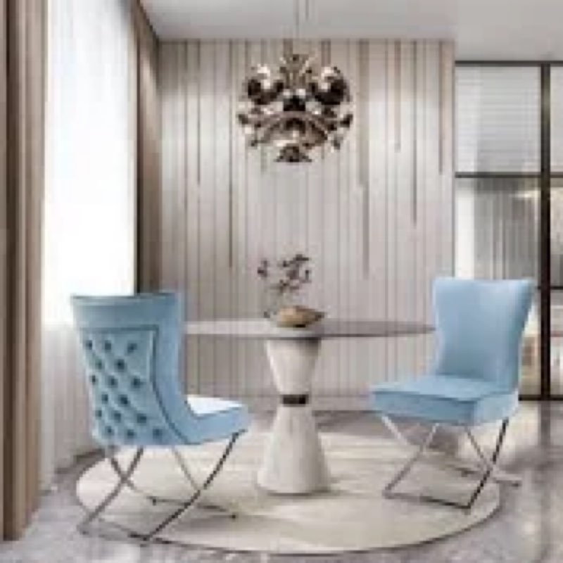 Charys Tufted Velvet Upholstered Cross Legs Parsons Dining Chair