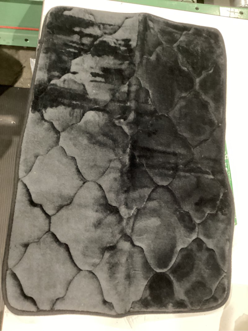 Condition photo showing Good Condition for olanly memory foam bath mat rug 24x16, ultra soft and absorbent bathroom rugs, non-slip, comfortable, machine washable bath carpet for bathroom floor, tub, shower and home decor accessories, black black rectangular 24" x 16"
