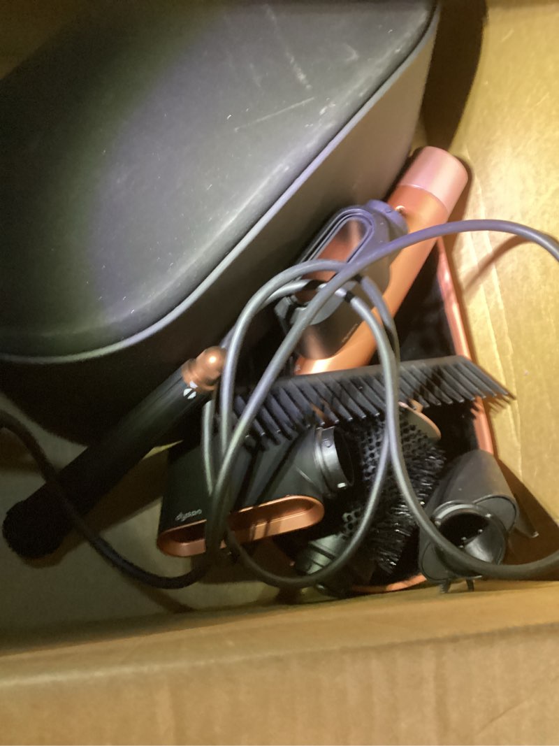 Condition photo showing As Is for Dyson Airwrap i.d.™ Multi-Styler, Allure Winner, Bluetooth Connected, No Heat Damage, 6-in-1 Versatility, Intelligent Hair Styler Complete Diffuse for Curly to Coily Hair - Amber Silk