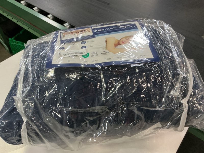 Condition photo showing Good Condition for queen size, navy blue alternative down comforter - warm, lightweight & breathable hotel quality bedding for men, women, kids and teens - all season oversized cooling microfiber duvet insert comforter 07 - navy blue queen (88" x 88")