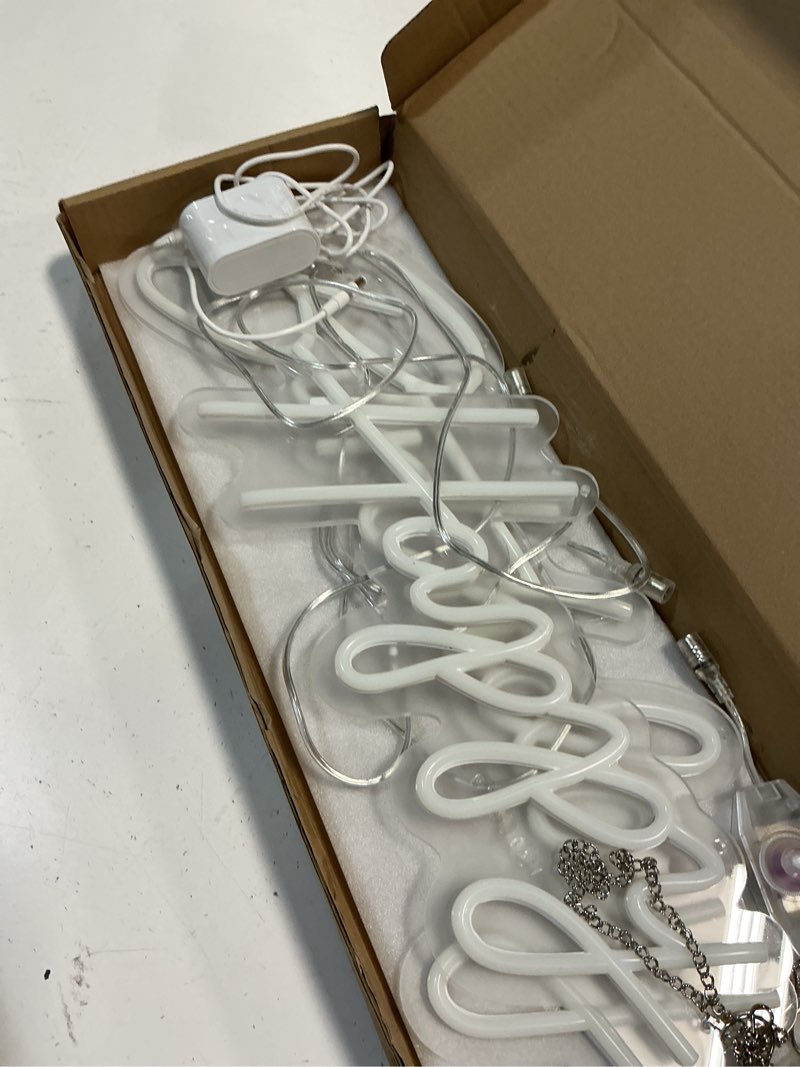 Condition photo showing As Is for 37x8 inch happy birthday neon sign art wall lights for beer bar club bedroom hotel pub cafe wedding birthday party gifts_white white_l