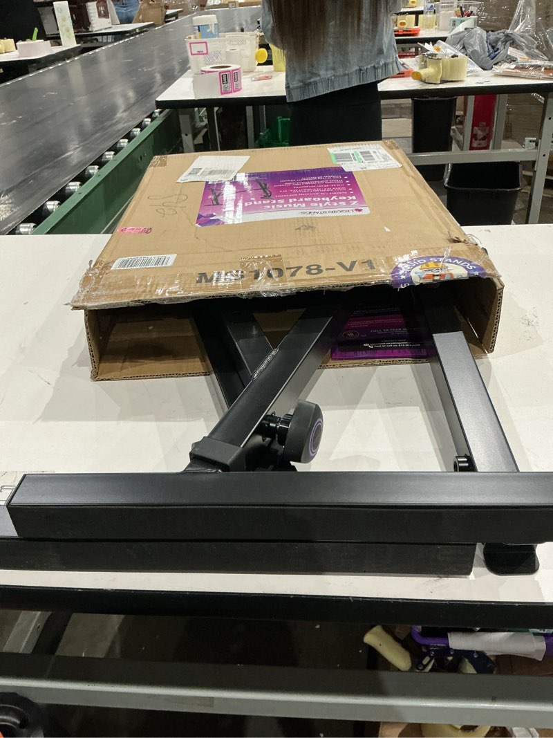 Condition photo showing Good Condition for liquid stands piano keyboard stand - z style adjustable and portable heavy duty music stand for kids and adults -fits 54-88 key electric pianos - sturdy musical keyboard stand (black)