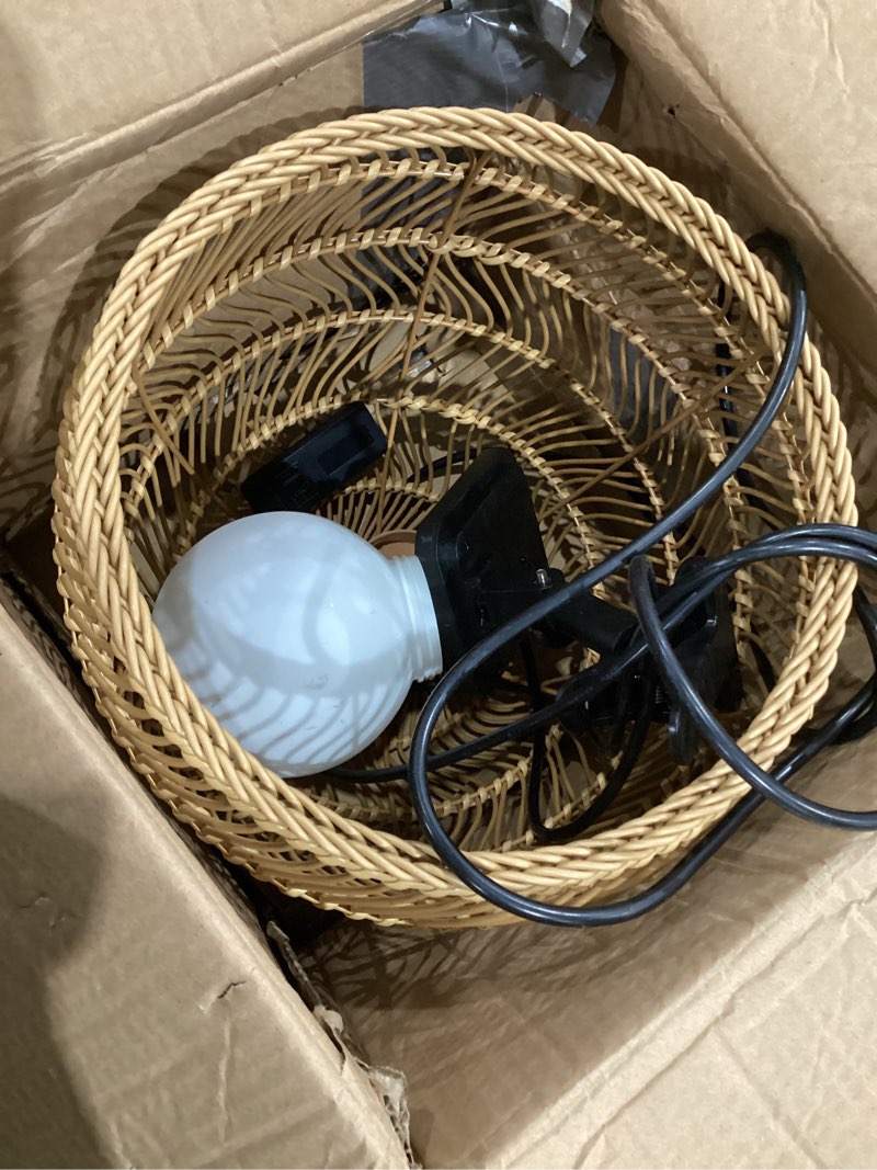 Condition photo showing As Is for outdoor rattan lantern solar chandelier outdoor pendant lights solar hanging lantern with remote outdoor waterproof pendant lights for gazebo porch patio