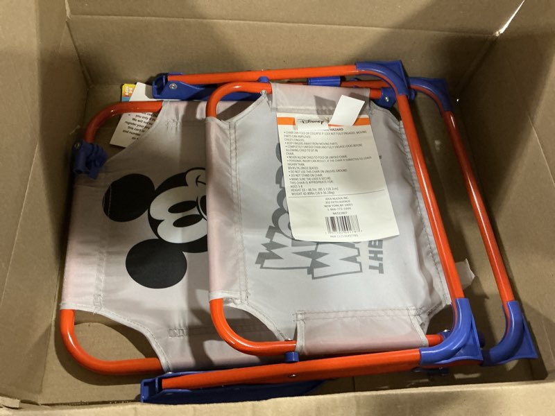 Condition photo showing As Is for disney mickey mouse kids beach chair with umbrella,foldable portable toddler chair with armrests, locking mechanism & sun shade