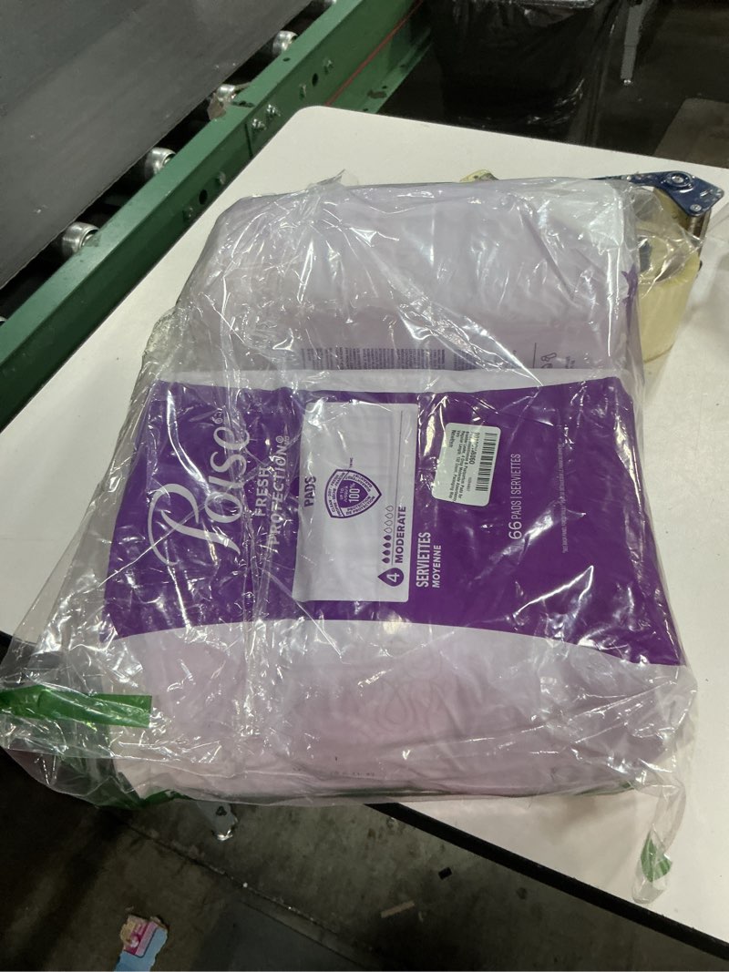 Condition photo showing Good Condition for poise incontinence & postpartum pads for bladder leaks, 4 drop moderate absorbency, regular length, 132 count, packaging may vary regular 132