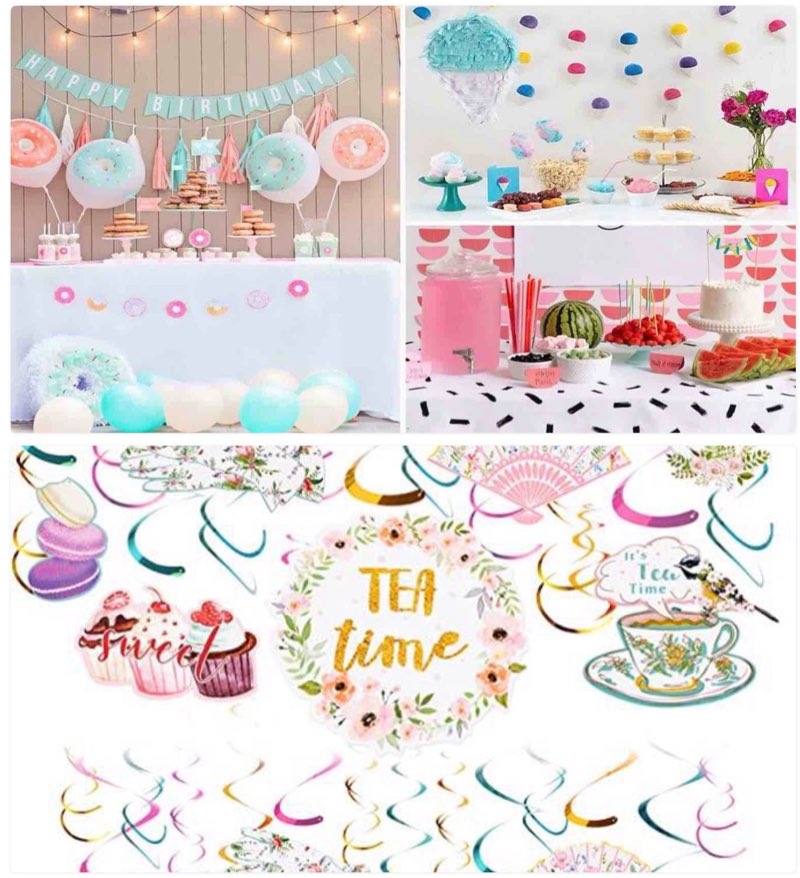 assorted celebration/decoration supplies (may include a variety of styles, colors, and theme