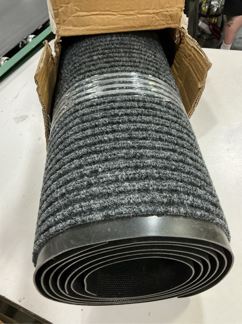 Condition photo showing New/Like New for outdoor mats for front door 3' x 5', heavy duty front door mat outside entrance, non-slip rubber backing outdoor mats, absorbent low profile commercial floor mat for office, 2-pack grey grey striped 3' x 5'-2pack
