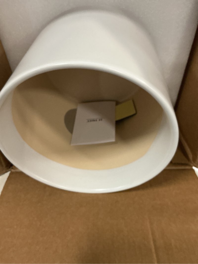 Condition photo showing New/Like New for le tauci 10 inch planter with acacia wood stand, ceramic planter for indoor plants with plant holder, mid-century modern home decor, round flower pots with drainage hole, white white 10 inch