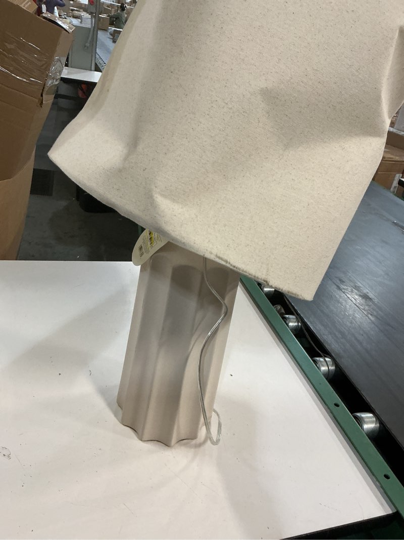 Condition photo showing As Is for ribbed ceramic table lamp cream - threshold™