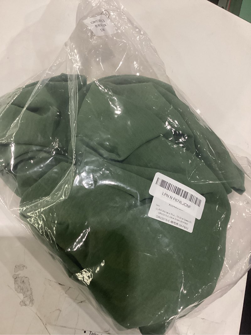 Condition photo showing Good Condition for olrik plus size maxi dresses for curvy women - flowy boho summer dress with pockets, v-neck short sleeve for beach vacation 3x c-olive green