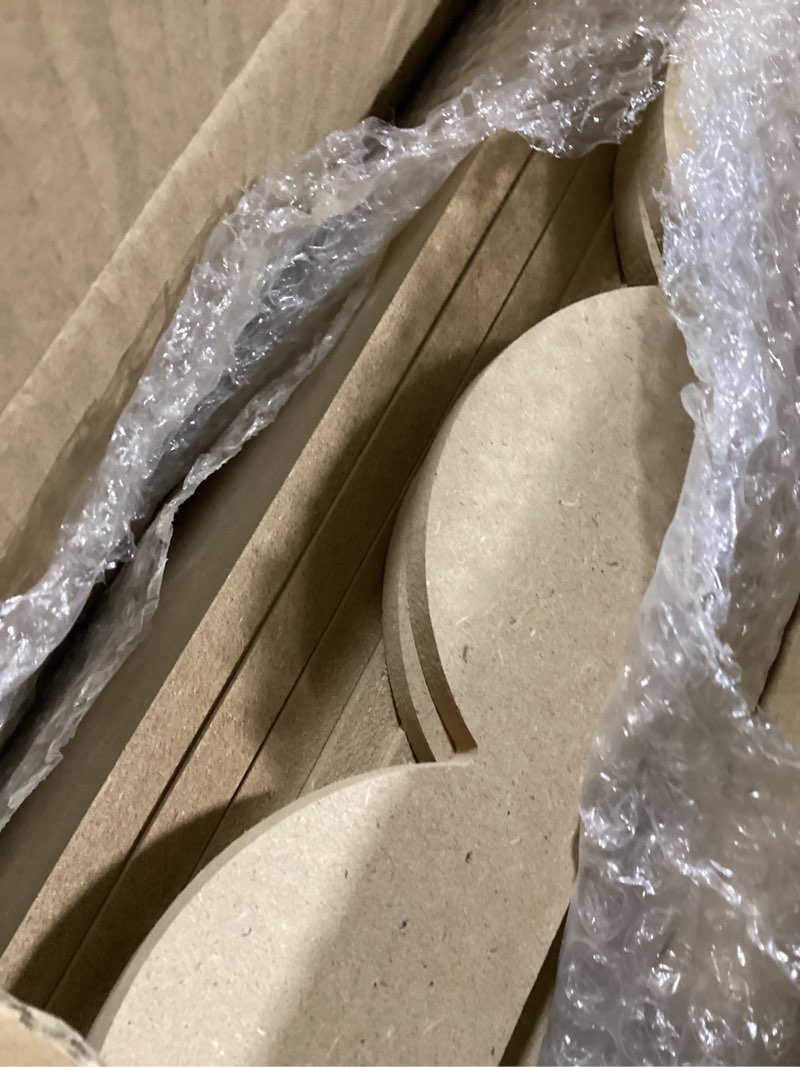 Condition photo showing New/Like New for Weysat 12pcs 47''x0.35''x2.35'' Scalloped Board and Batten Wall Panel Kit with Decorative Fan-Shaped Wood Trim, Pre-Cut Prefabricated Wall Panel Set, Paintable, Suitable for Nursery Room Wainscoting