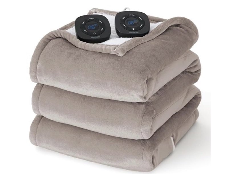 (incomplete) bedsure electric blanket king size - dual control heated blanket king size, fast heating with 10 time settings & 10 heat settings, warm gift for grandma (100x90 inches, taupe)