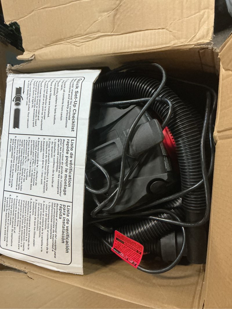 Condition photo showing As Is for Shop-Vac 5761311 12-Gallon Wet/Dry Shop Vacuum, 6 Peak HP, 1.5 Inch Diameter x 7 Foot Hose, 20 Foot Cord, Ideal for Home, Garage, and Workshop Cleaning