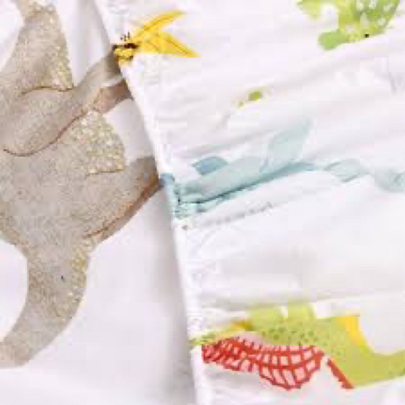 (Incomplete)Bedding Fitted Sheet with Deep Pocket,Cute Dino Printed Soft Fabric Bed Sheets for Boys Girls Full Size Bed (White(Dinosaur), Full)