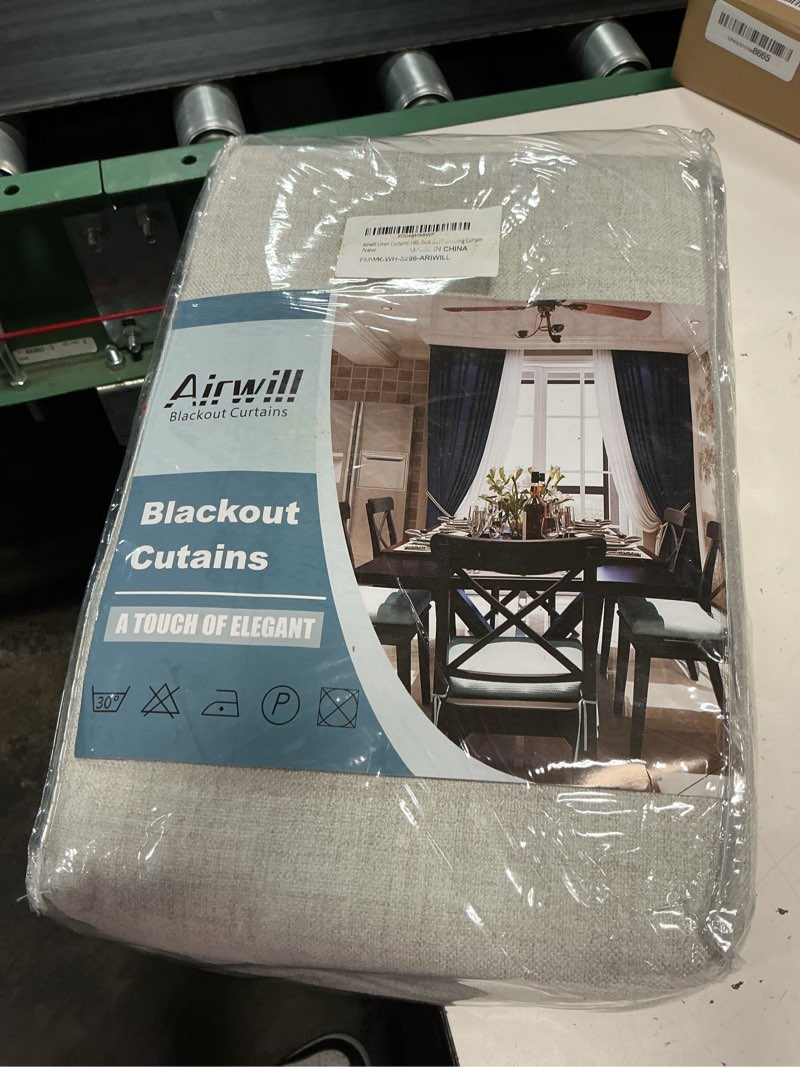 Condition photo showing Good Condition for airwill linen curtains 96 inches long 100% blackout drapes 2 panels set for bedroom living room black out darkening curtain thermal insulated back tab rod pocket(52x96 inch,white)