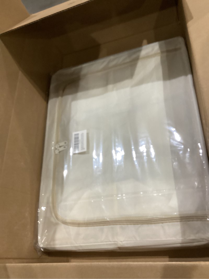 Condition photo showing New/Like New for clothes storage bins with metal frame foldable storage box clothes organizers storage containers for clothes sheets blankets books toys gifts and holiday decorations (66lx3 pack) 66l?19.7“x15.7"x13"? light gray