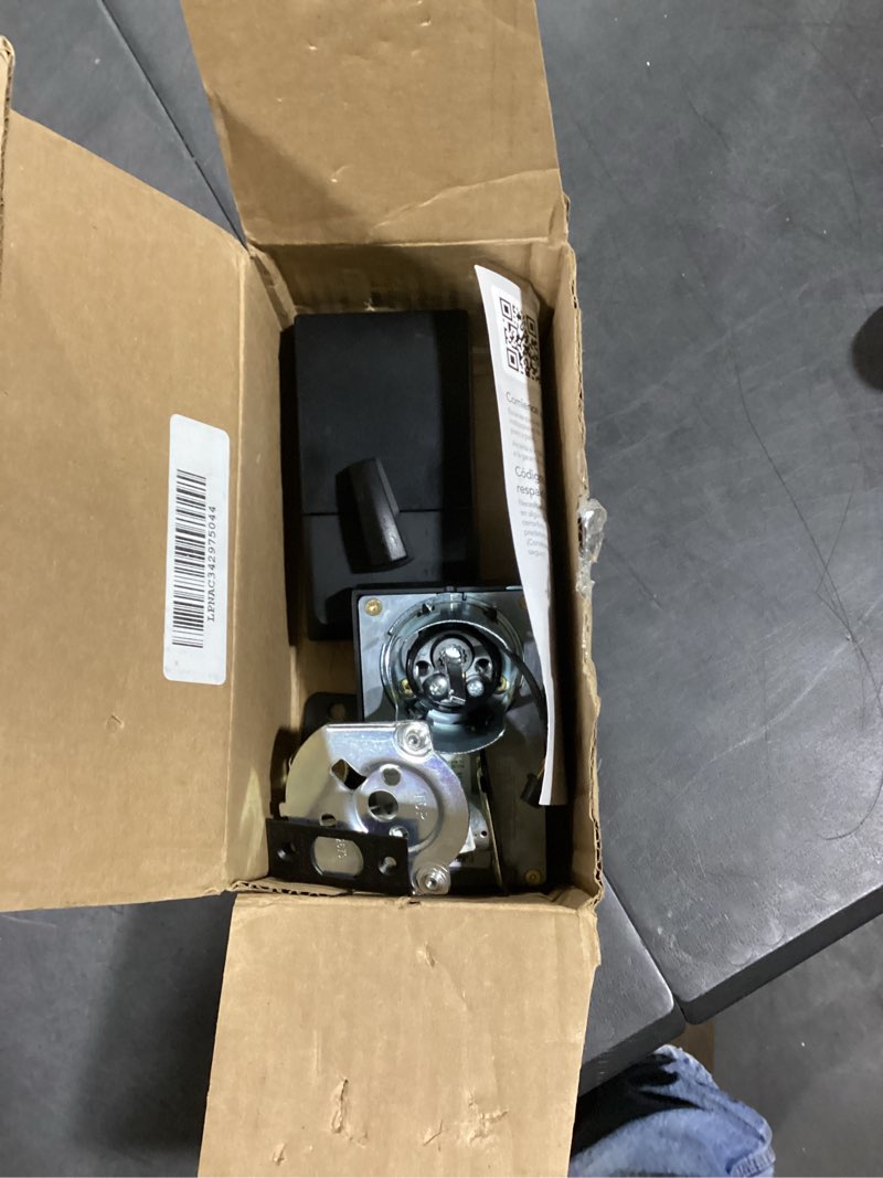 Condition photo showing As Is for schlage encode smart wi-fi deadbolt lock with touchscreen keypad, keyless front door entry, app control, alexa, google home and airbnb compatible, matte black, be489wb cen 622 matte black century