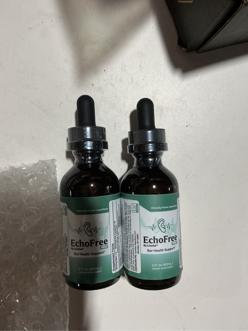 Condition photo showing Good Condition for (2 pack) echo free drops - natural support, echofree pro ear health support supplement liquid drops, echofree pro healthy ear vitamin premium, echofree advanced formula reviews, 2 bottles for 2 months