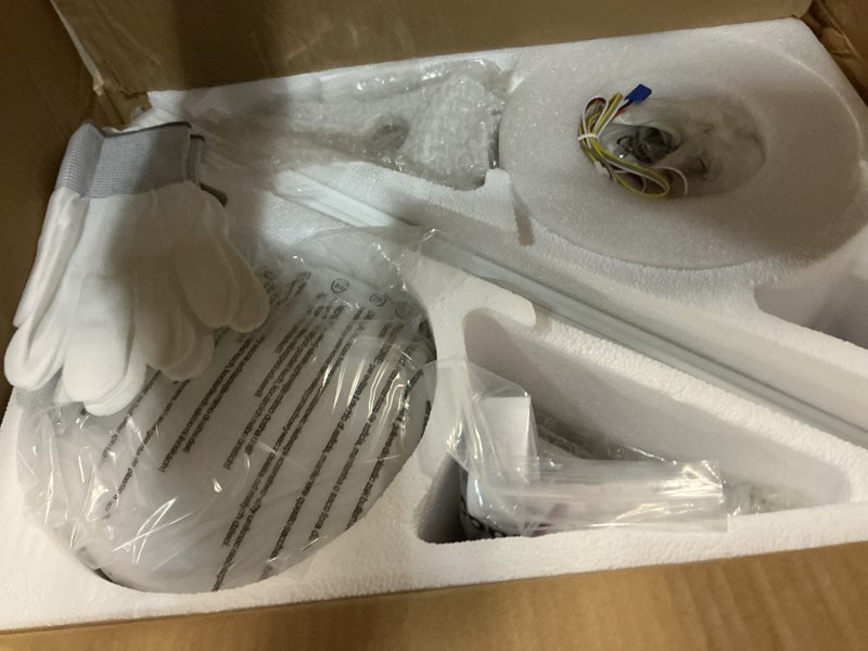 Condition photo showing New/Like New for ceiling fans with lights and remote, 52 inch white ceiling fan with light, low profile reversible fandelier ceiling fan, dimmable led, flush mount, quiet dc motor, for bedroom kitchen white 52 inch