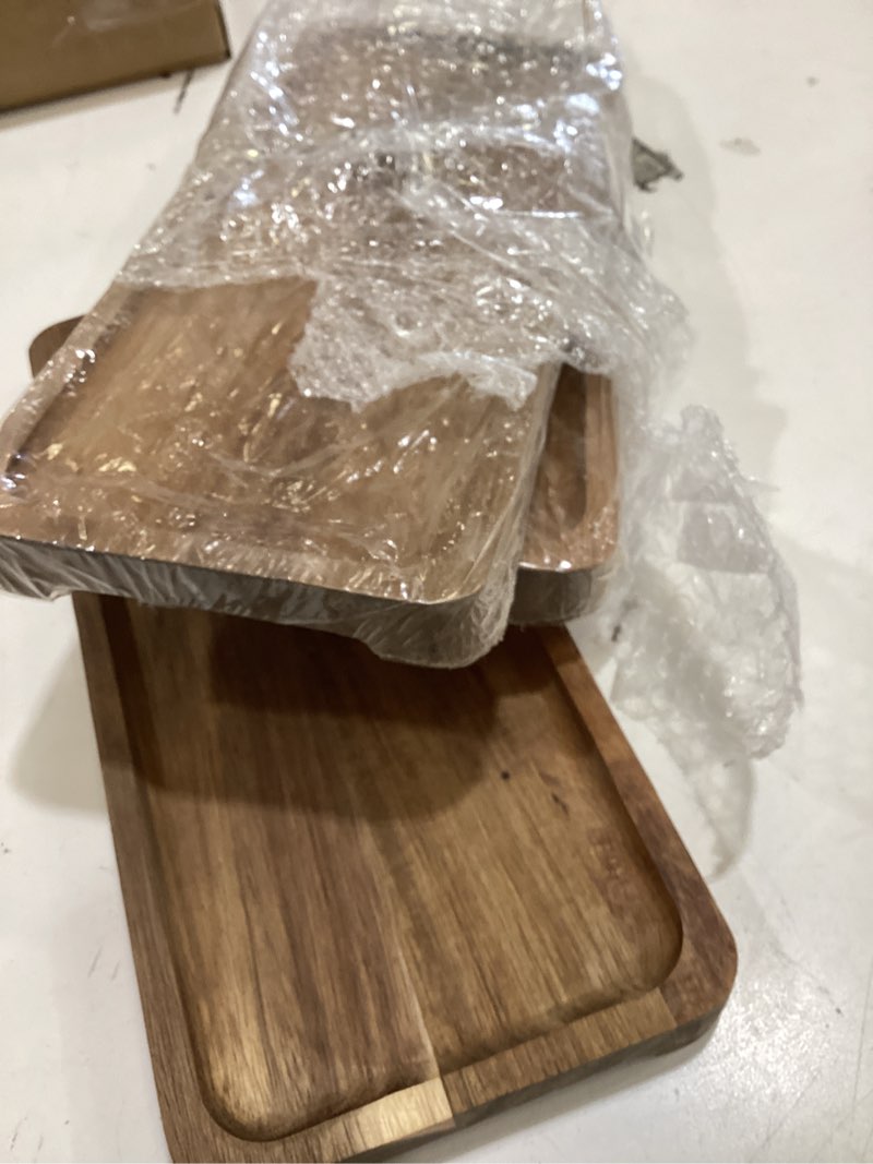 Condition photo showing Good Condition for gniemckin wooden serving platter, 13.8 x 5.1 inch, set of 3 acacia wood tray, perfect for serving charcuterie, desserts, dips, sushi, parties, family gatherings, weddings, and home decor 3 pcs 13.8 x 5.1 inch