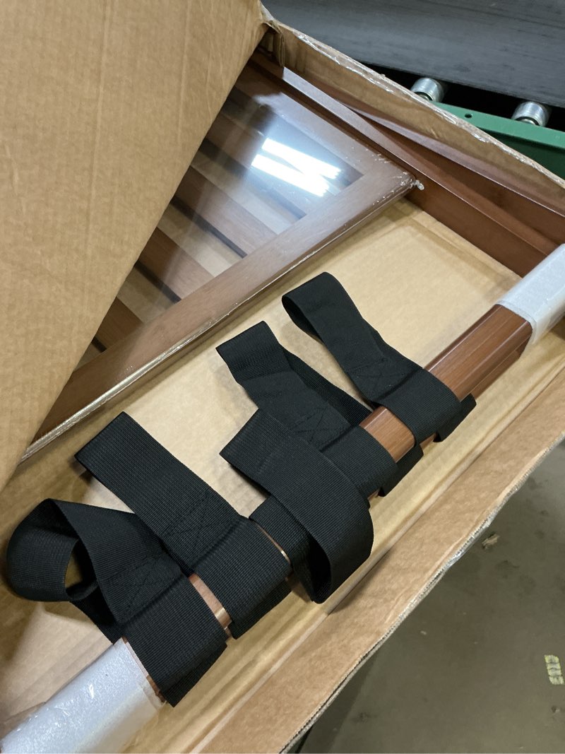 Condition photo showing New/Like New for Fully Assembled Luggage Rack, Walnut Luggage Rack for Guest Room, Bamboo Folding Suitcase Stand with Storage Shelf, 5 Nylon Straps, Heavy Duty Luggage Holder for Bedroom Hotel, 1 Pack Walnut 1 Pcs