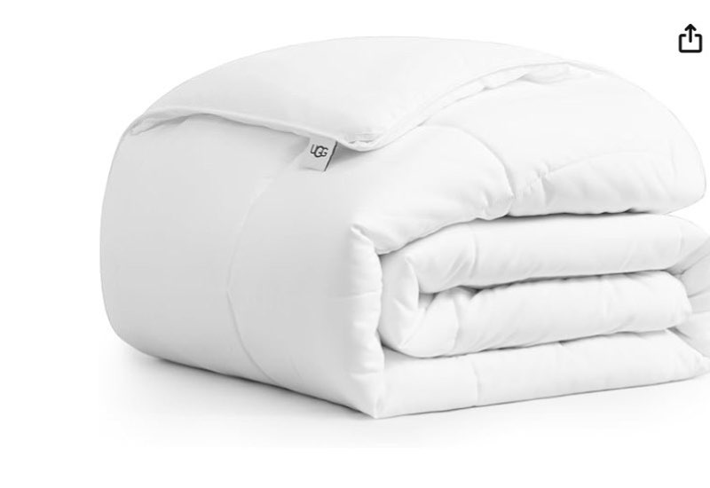 ugg danielle full/queen comforter duvet insert cooling lightweight down alternative hypoallergenic washable quilted fluffy comforter blanket with corner tabs for duvet cover, full/queen, bright white(quince)
