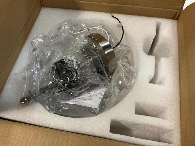 Condition photo showing Good Condition for semi flush mount ceiling light, brushed nickel light fixtures with floral clear glass shade, modern close-to-ceiling lighting for bedroom kitchen living room hallway