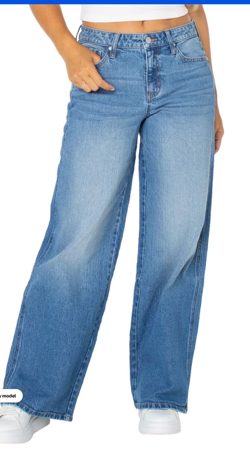 celebrity pink women's and women's plus baggy wide leg jeans, available in 30", 32", and 34" inseams, size 7/28