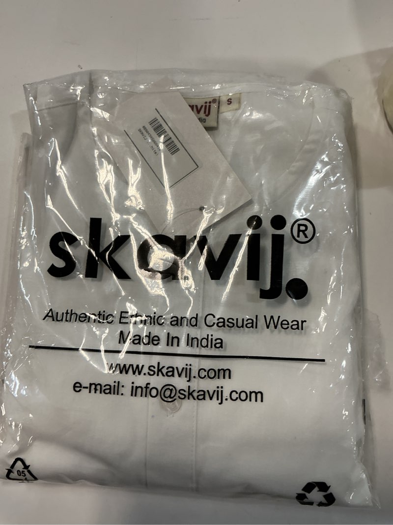 Condition photo showing New/Like New for skavij men's cotton 2 piece set casual straight longline round neck shirt solid pant regular outfit (white).size s