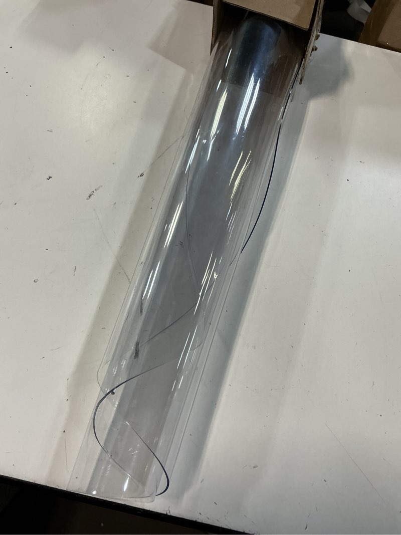 Condition photo showing Good Condition for clear round table cover protector 46 inch, 1.5mm transparent plastic table protector waterproof, anti-scratch clear desk mat for office desktop dresser dining table, fda compliant clear 1.5mm round 46'' x 46''