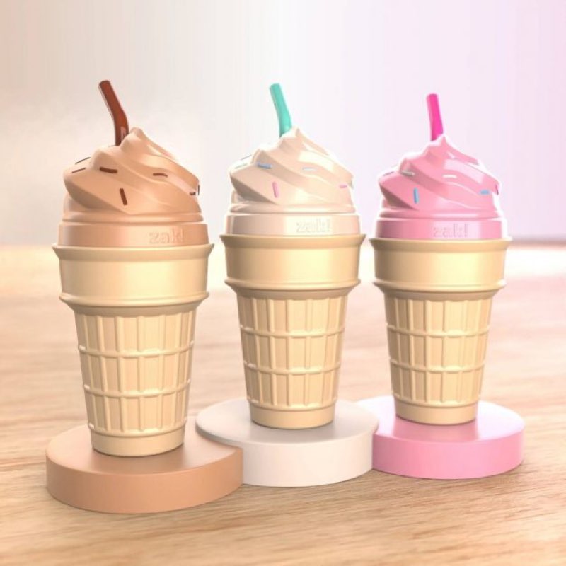 16 FL OZ/473ML Chocolate Ice Cream Sculpted Cone 16oz Straw Tumbler  (Total pack 12)