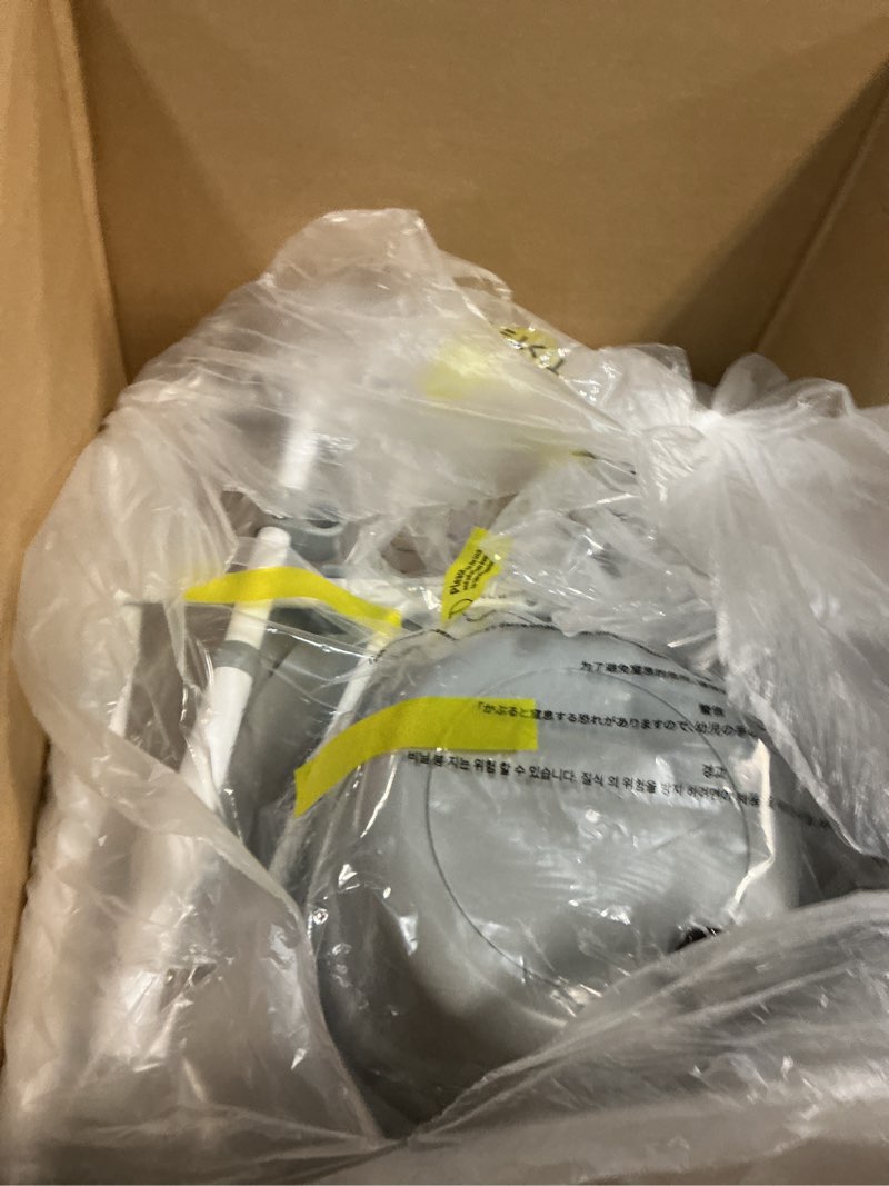 Condition photo showing As Is for Medline 3-in-1 Steel Bedside Commode, Elongated Seat, Sturdy Folding Frame, 7.5 QT. Bucket, 350 lb. Weight Capacity, Clip-on Seat, Easy Cleaning, Tool-Free Assembly, Gray